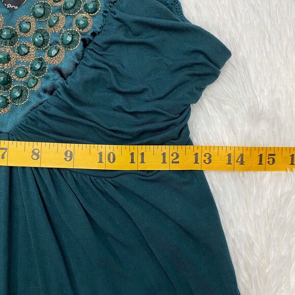 Soprano Top Women's Medium Green Embellished Sleeveless Tank Y2K - Picture 6 of 11